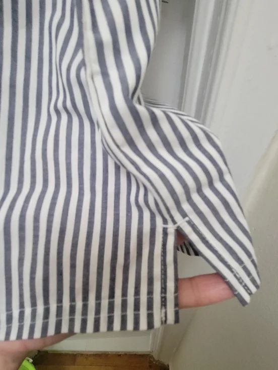 Karen Scott Short-Slv Button-Down Top Light Gray Pinstripe PXL Classic Nautical - Picture 4 of 8